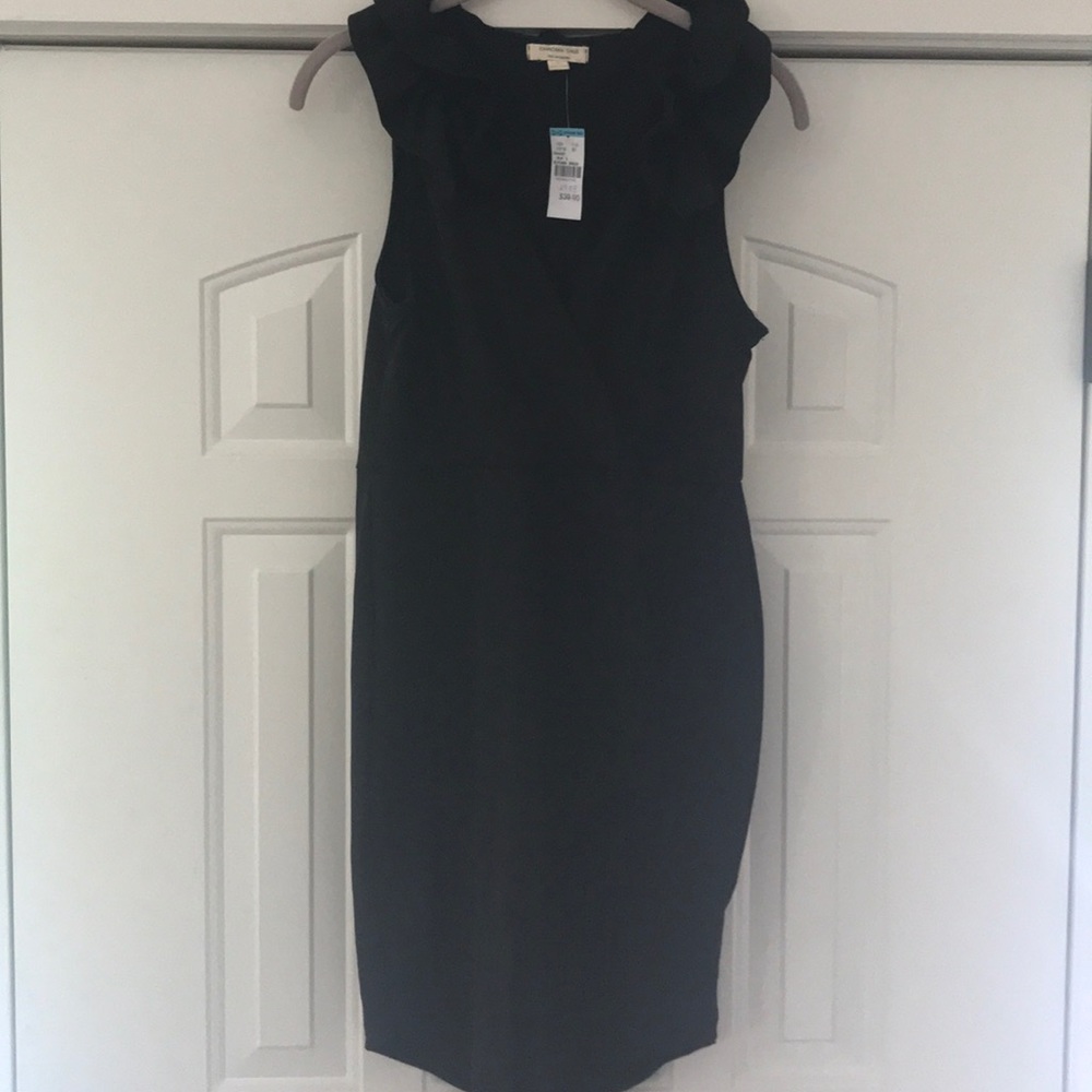 Ruffle trim little black dress